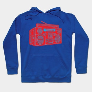 Boombox (Cyan Lines + Red Drop Shadow) Analog / Music Hoodie